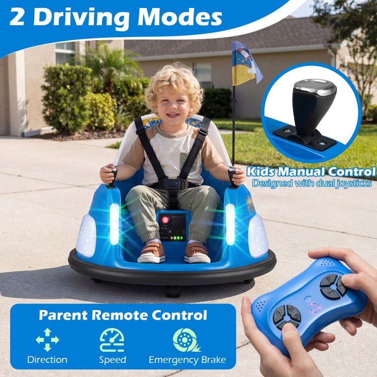 12V Kids Ride On Bumper Car with Remote Control and Flashing Lights - Gallery View 7 of 13