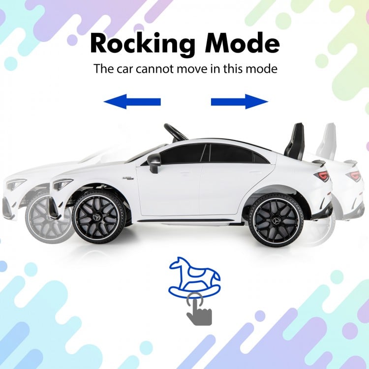 Rocking mode feature of the 12V kids ride-on car Mercedes-Benz AMG CLA 45, designed for safe and fun play.