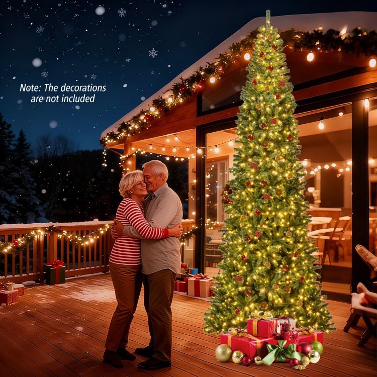 12 ft tall prelit artificial Christmas tree with 2536 branch tips, perfect for festive indoor or outdoor holiday decor.