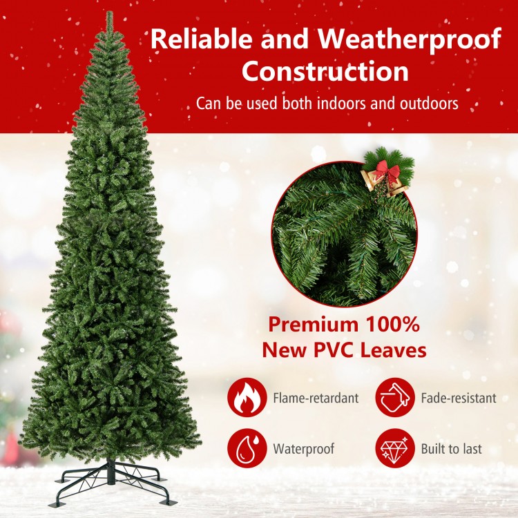 12 ft tall prelit artificial Christmas tree with 2536 PVC branch tips, suitable for indoor and outdoor use.