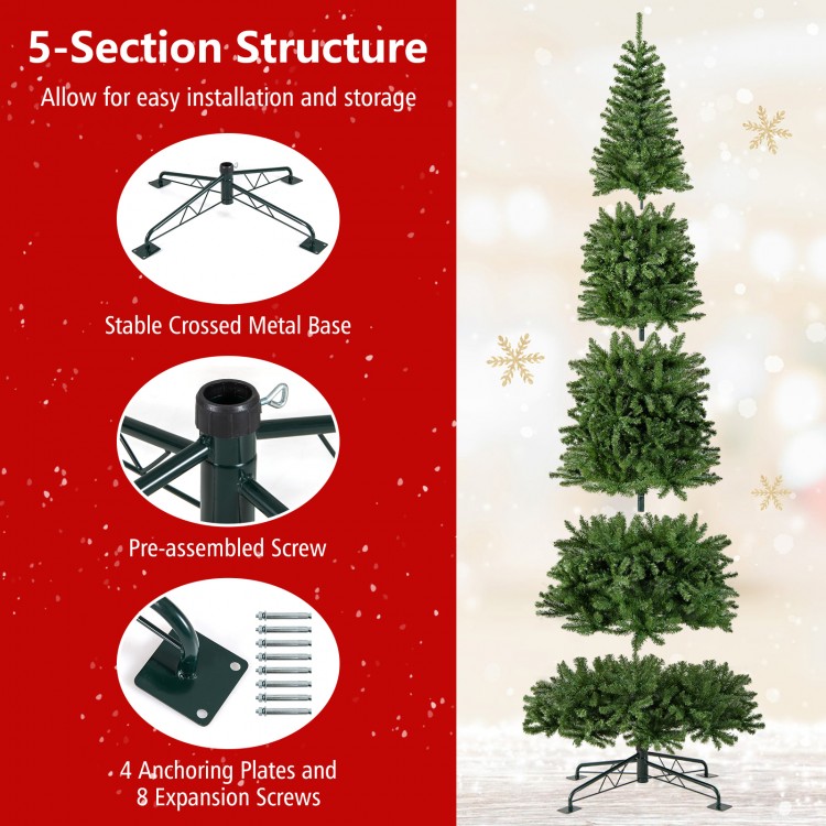 12 ft tall prelit artificial Christmas tree with 2536 PVC branch tips, featuring a sturdy metal base for easy setup.