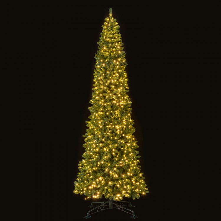 12 ft tall prelit artificial Christmas tree with 2536 PVC branch tips and 1030 LED lights, ideal for festive indoor or.