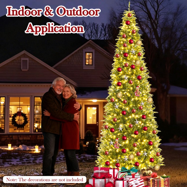 12-foot prelit artificial Christmas tree with 2517 branch tips, perfect for indoor and outdoor holiday decor.