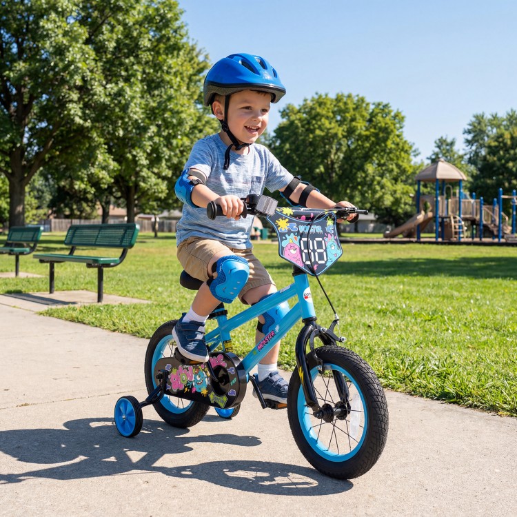 12/14/16/18 Inch Kids Bike with Training Wheels for Ages 3-8 Years Old Blue- Street Art Time - Gallery View 2 of 10