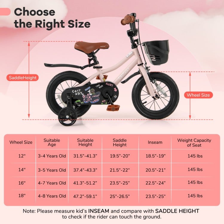 12-inch kids bike with basket, adjustable seat, and dual brake system, perfect for 3-4 years old riders.