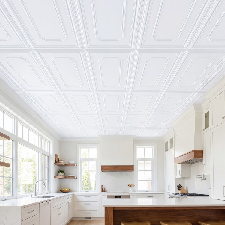 12 pieces of decorative PVC ceiling tiles in a 3D-style design, ideal for easy installation in various interior spaces.