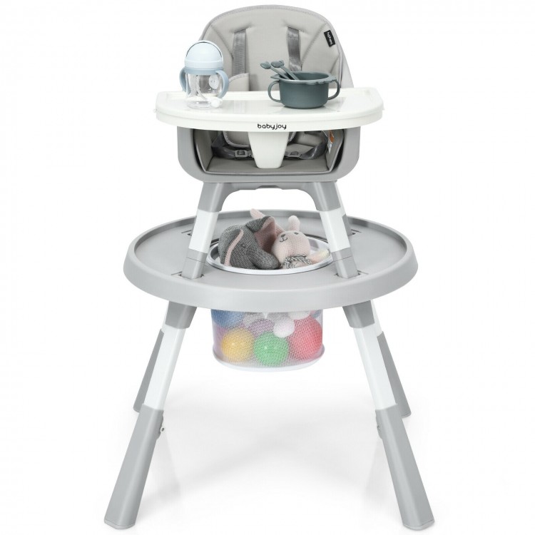 6-in-1 Baby High Chair Infant Activity Center with Height Adjustment-GrayCostway Gallery View 3 of 12