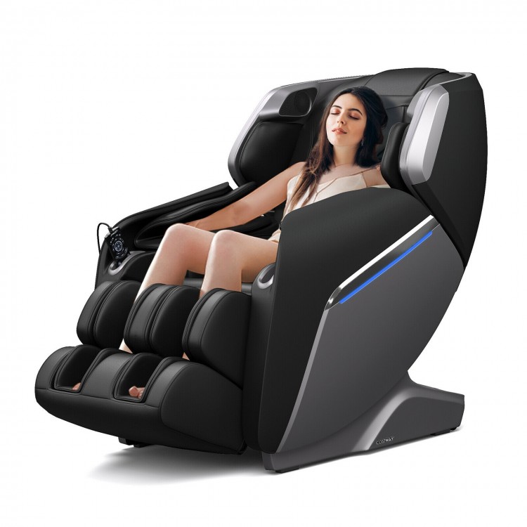 Full Body Zero Gravity Massage Chair with SL Track Voice Control Heat-BlackCostway Gallery View 6 of 12