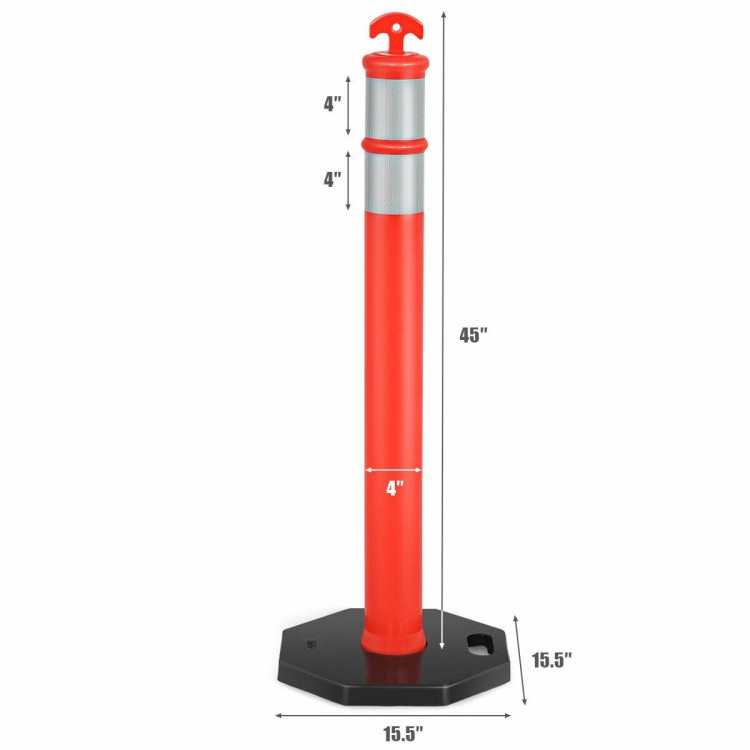 45-inch orange traffic delineator post with reflective collars and stable rubber base, ideal for guiding traffic and.