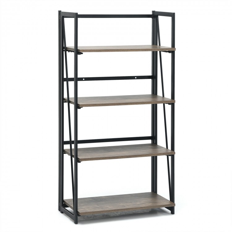 4-tier industrial bookshelf with metal frame and wooden shelves, perfect for storage or display in any space.