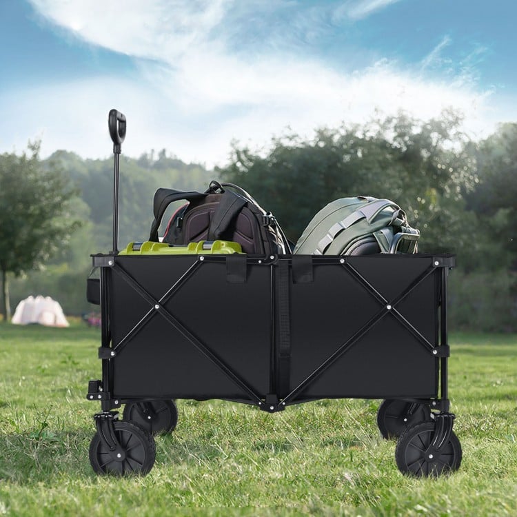 Outdoor Utility Garden Trolley Buggy -Black | Costway