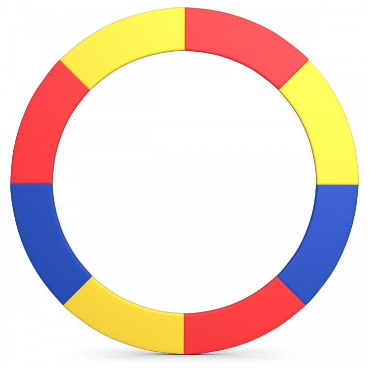 Multicolor 10Ft trampoline safety pad covering exposed springs, made of waterproof PVC and PE for outdoor use.