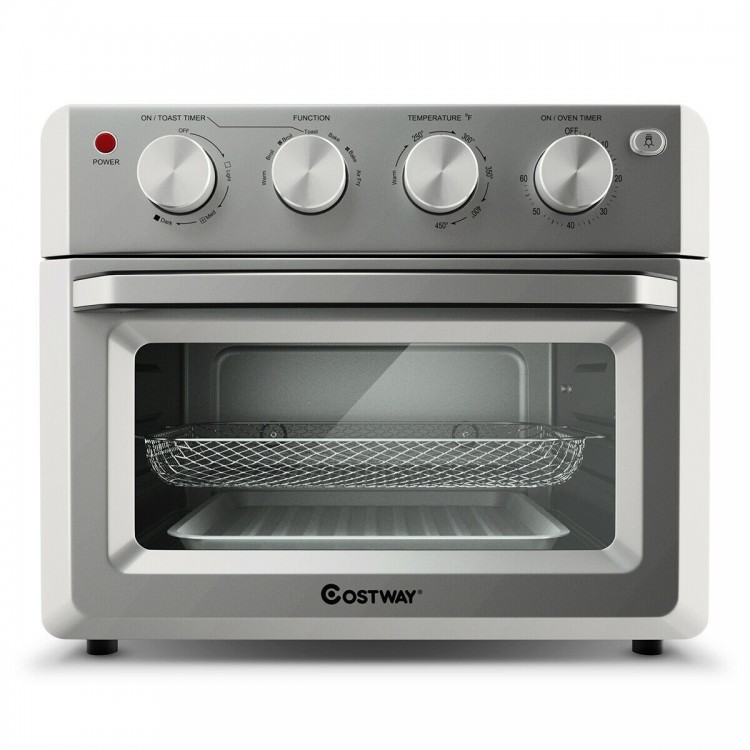 19 Qt convection air fryer toaster oven with 4 knobs and transparent window, ideal for healthy cooking and easy.