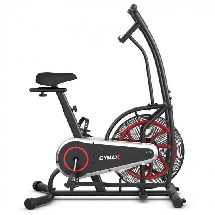 Side view of the Upright Air Bike showcasing the air resistance fan and sturdy frame for effective full body workouts.