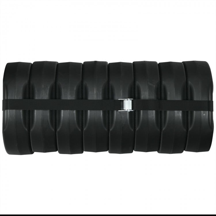 Set of 8 canopy weights with no-pinch design, made of weather-resistant PE for secure outdoor use and easy transport.