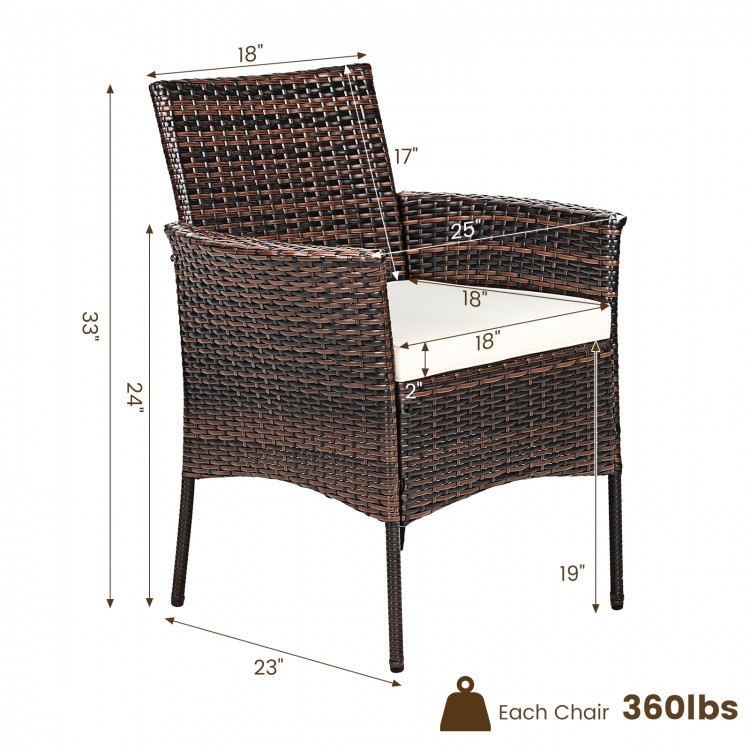 Outdoor PE rattan armchair with removable cushion, ergonomic design, and waterproof cover, perfect for patio use.