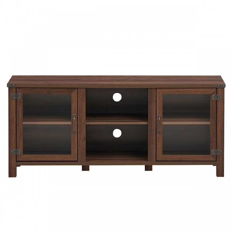 Walnut TV stand featuring sturdy construction with 6 legs, designed for stability and enhanced living room decor.