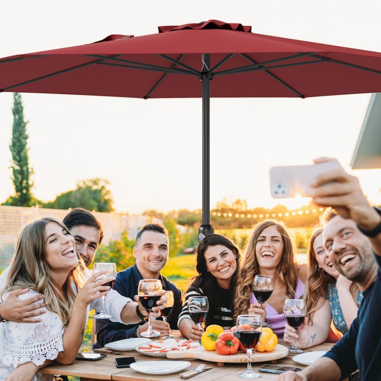 Costway 12-Foot Patio Umbrella - in use