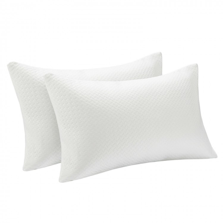 Shredded memory foam bed pillows with bamboo cooling cover, 28 x 18 inches, offering firm support for a comfortable.