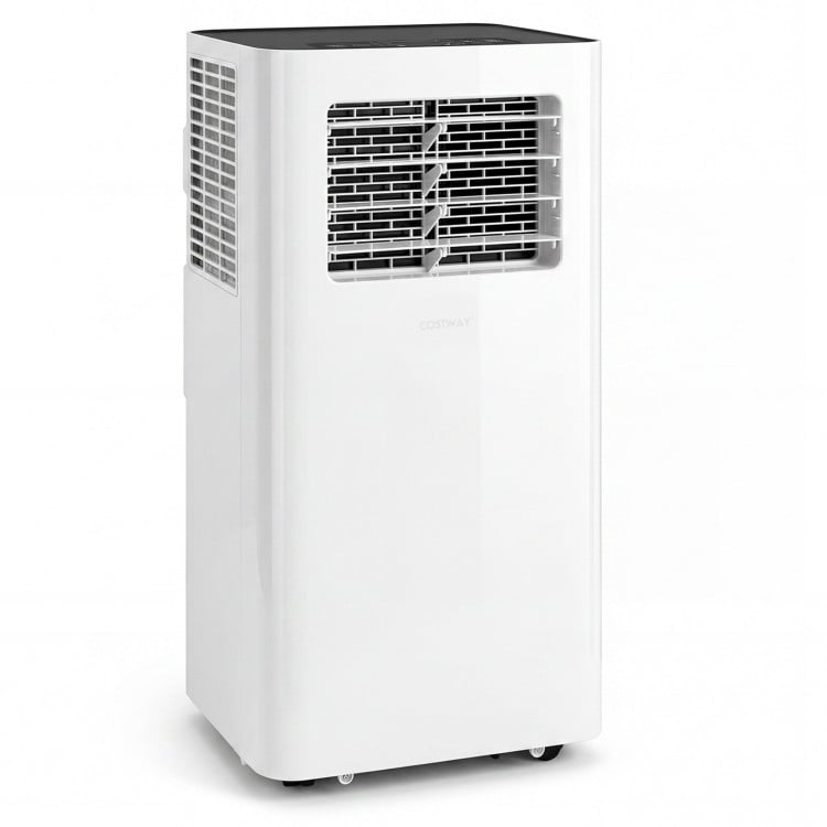 14000 BTU smart AC unit in white, featuring a sleek design with a mesh grille for enhanced airflow and cooling.