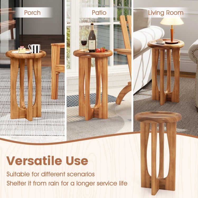 14-inch round end table with solid mahogany and cross legs, designed for versatile use in your porch or patio setting.