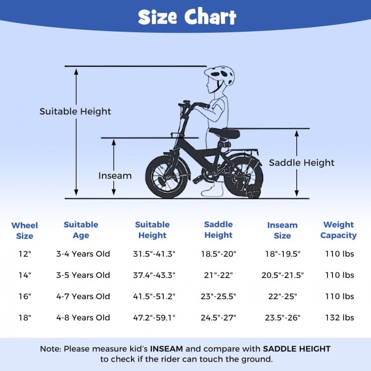 14-inch kids bike in navy with removable training wheels, adjustable seat, and handbrakes for safe riding.