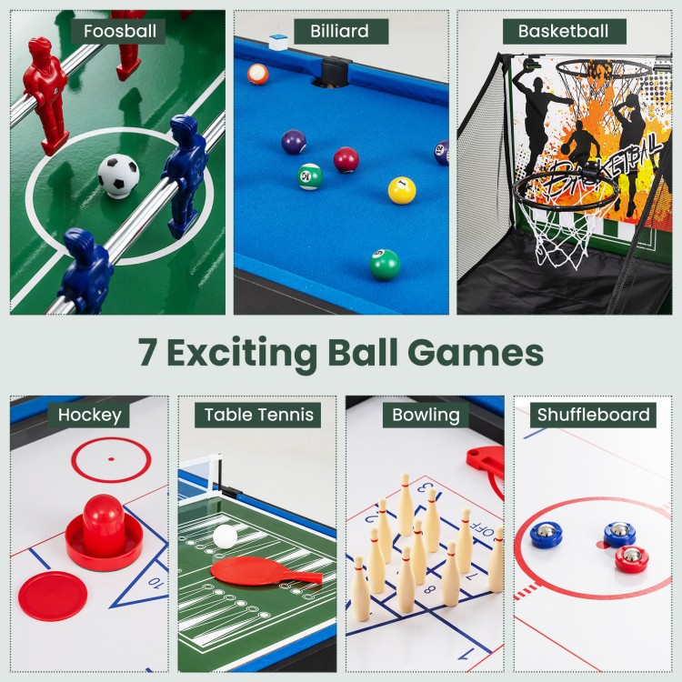 14-in-1 combo game table showcasing foosball, billiard, and basketball for family gatherings and game rooms.