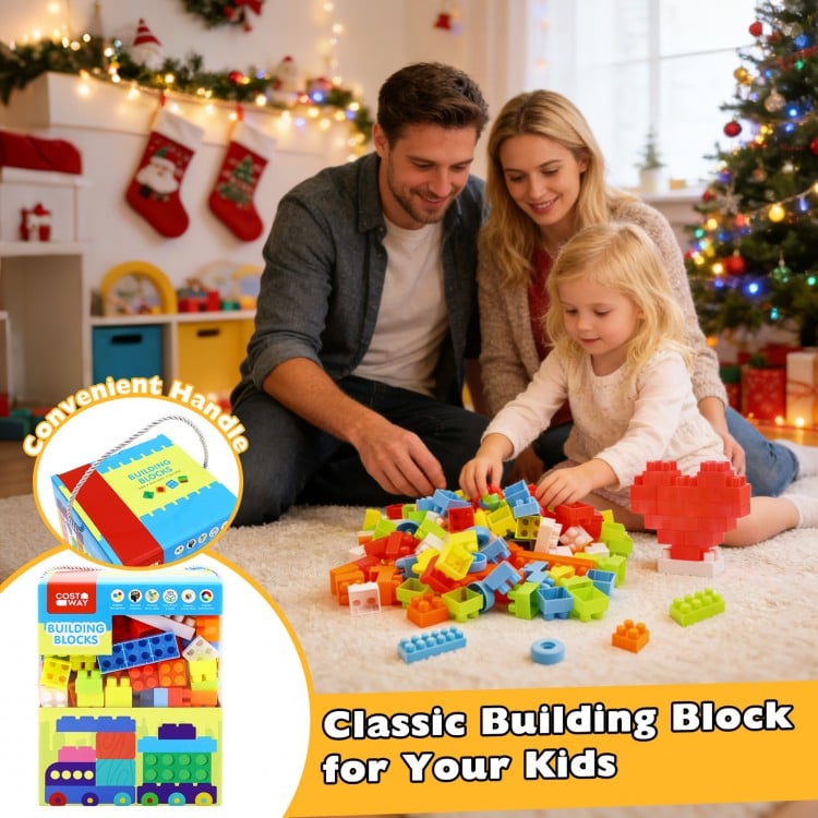 Colorful 150 pcs toddler building blocks set for STEM learning, featuring safe materials and perfect for creative play.