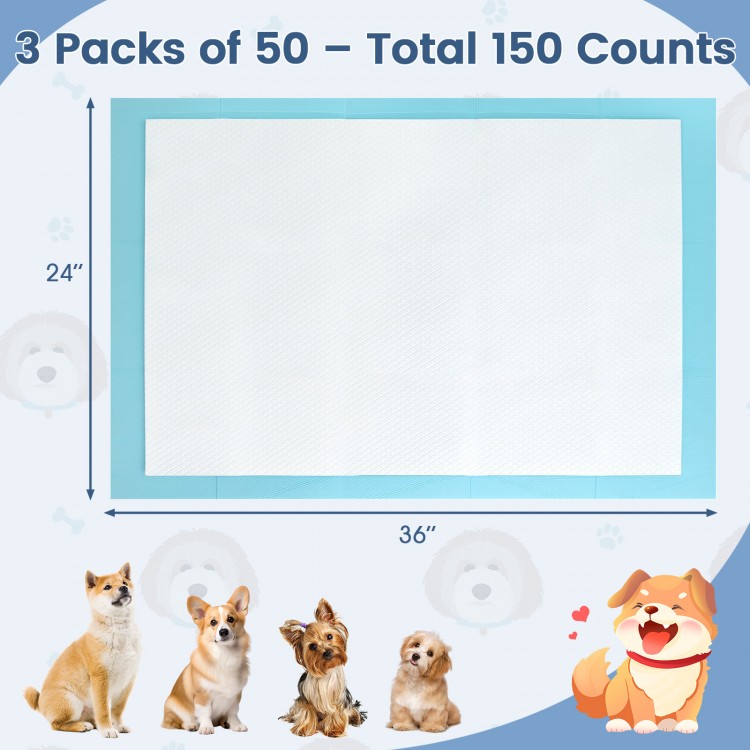 24 x 36 inch pet wee pee piddle pad in a pack of 150, designed for effective pet training and floor protection.