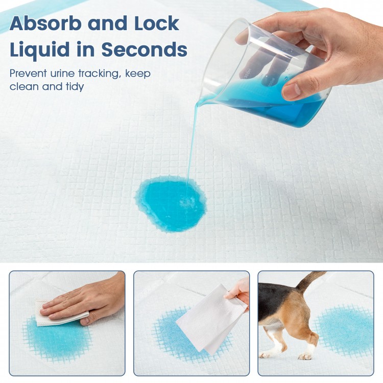 Pet wee pee pad absorbing liquid quickly, featuring soft non-woven fabric and advanced bibulous paper for effective.