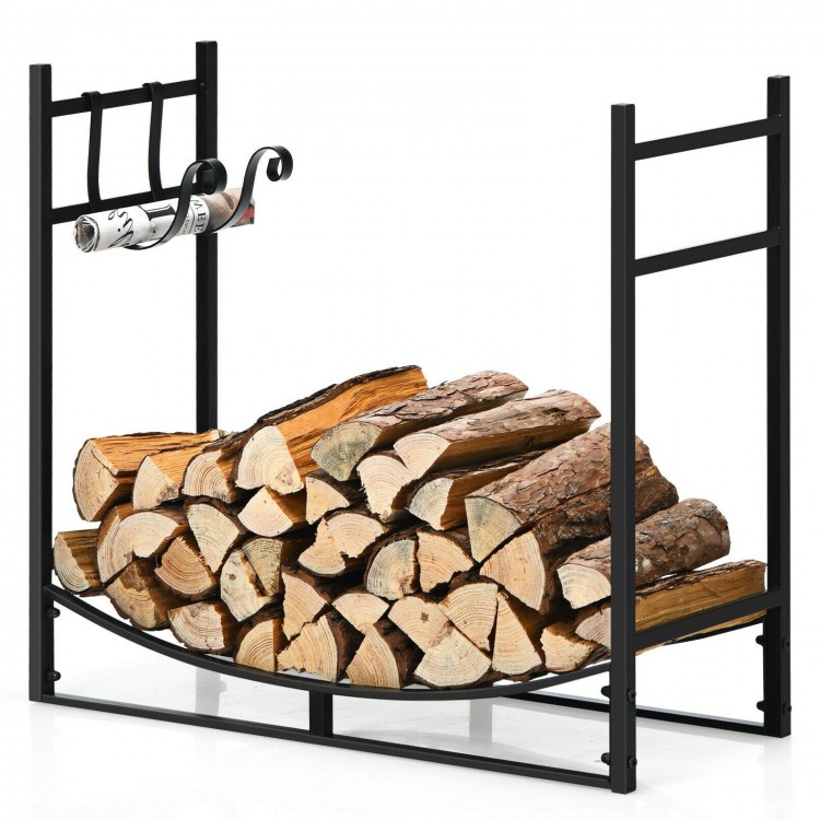 33-inch firewood rack with removable kindling holder, heavy-duty metal for 110lbs capacity, ideal for indoor and.