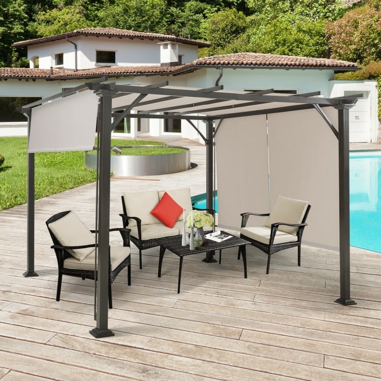 Replacement canopy cover for pergola, 16' x 4', features durable waterproof polyester for effective outdoor shading.