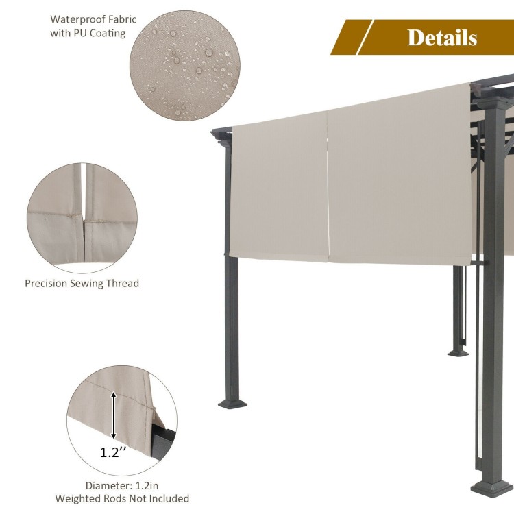 Universal replacement canopy cover in beige, made of waterproof polyester with PU coating, for outdoor pergola shading.