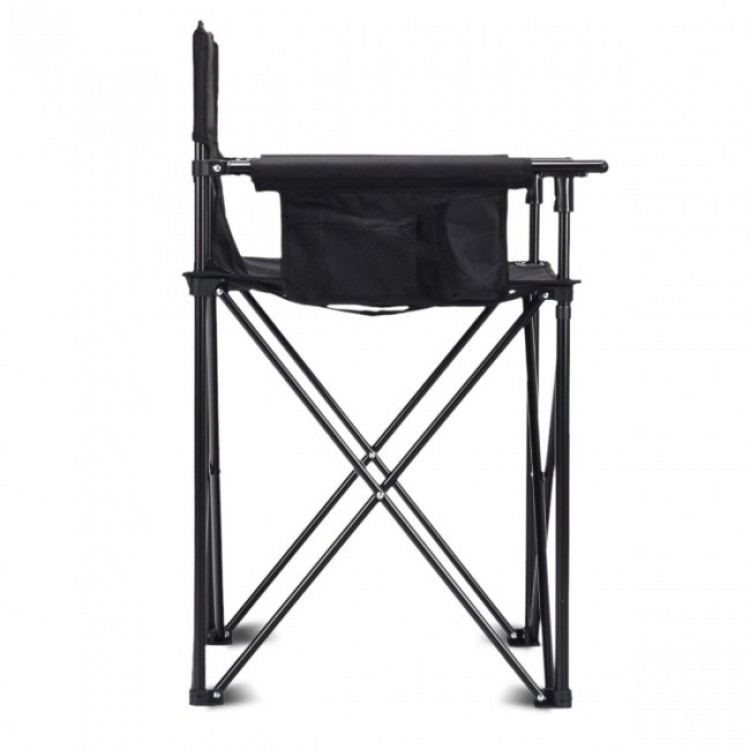 Portable oversized camping chair with detachable armrests, PVC coated fabric, and storage pockets for outdoor.