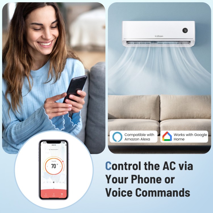 18000 BTU 18.1 SEER2 208/230V Mini Split Air Conditioner Works with Alexa - Gallery View 3 of 10