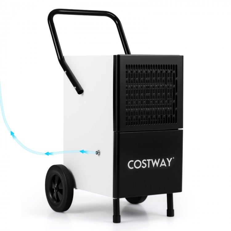 Commercial dehumidifier with built-in pump, 189 pints/day capacity, designed for large spaces like basements and.