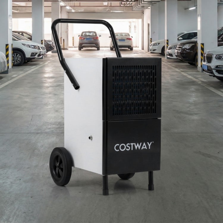 Commercial dehumidifier with built-in pump, 189 pints/day capacity, designed for large spaces like garages and.