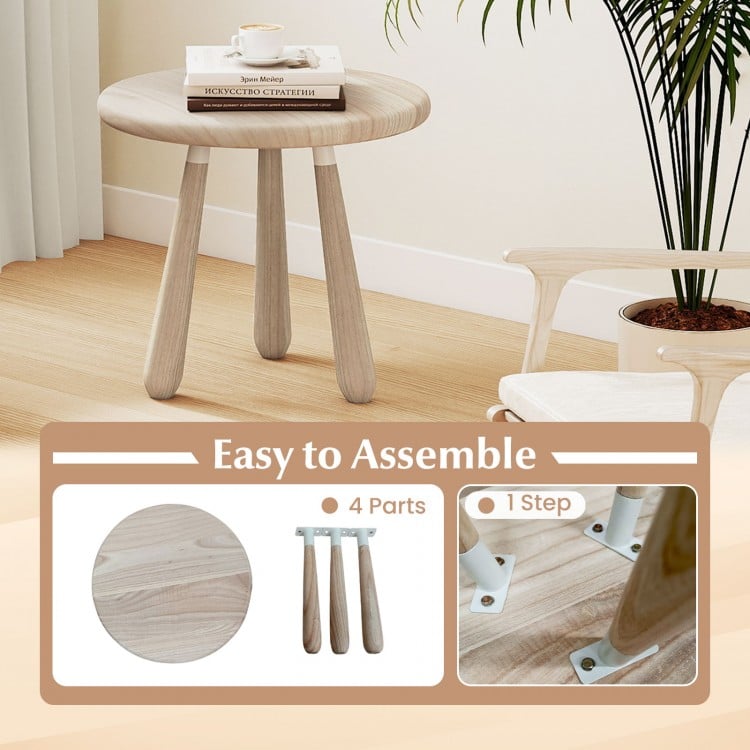 Round 18-inch mahogany wood side table with thickened board, ideal for outdoor use on porches or in living rooms.