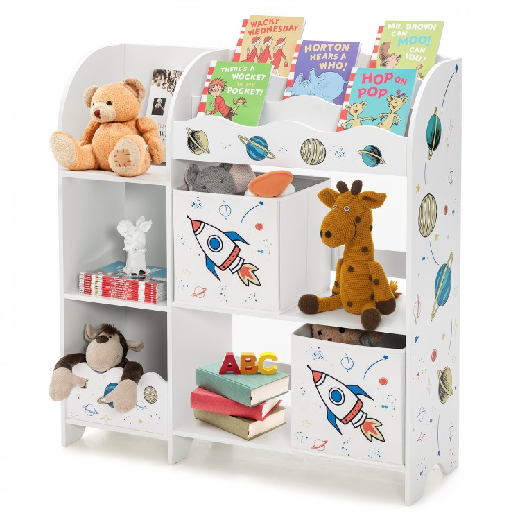 Wooden Children Storage Cabinet with Bins - Gallery View 1 of 10