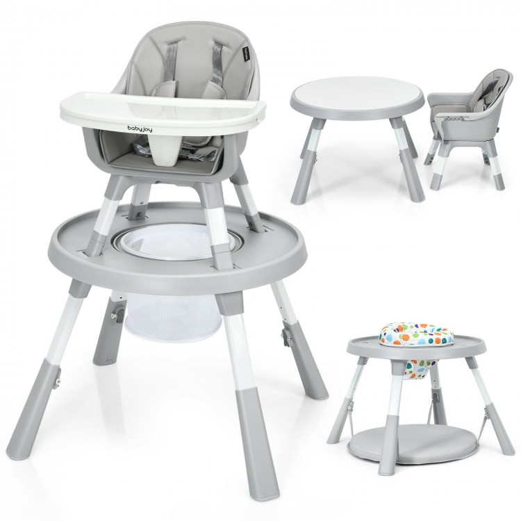 6-in-1 Baby High Chair Infant Activity Center with Height Adjustment-GrayCostway Gallery View 6 of 12
