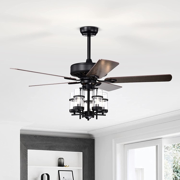 50 Inch Noiseless Ceiling Fan Light with Explosion-proof Glass Lampshades