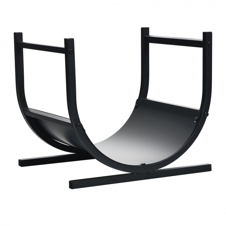 U-shaped firewood rack made of heavy-duty steel, measuring 17"x14.5"x15.5", ideal for indoor and outdoor wood storage.