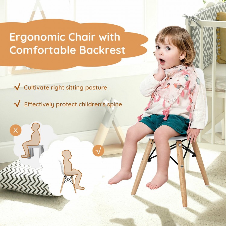 Mini-sized ergonomic children's chair with wood legs, ideal for playrooms and nurseries, supports up to 200 lbs.