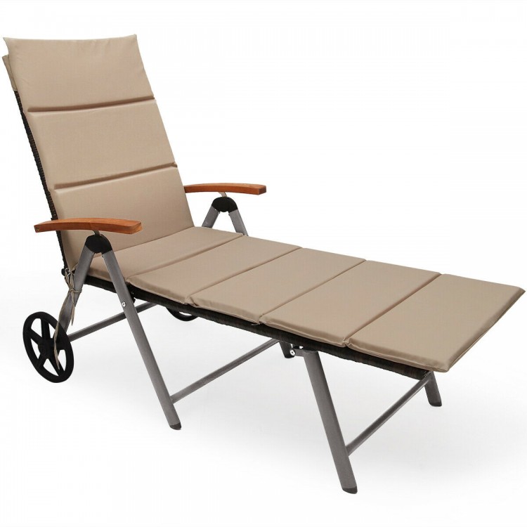 Foldable Outdoor Chaise Lounge Chair with Aluminum Frame - Gallery View 1 of 11