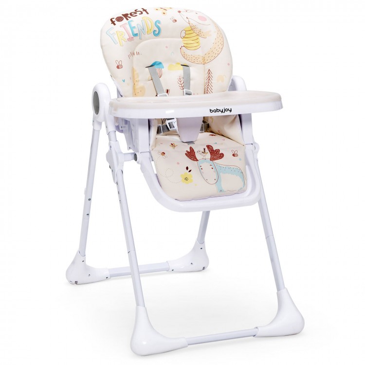 Baby High Chair Folding Feeding Chair with Multiple Recline and Height Positions-BeigeCostway Gallery View 1 of 10