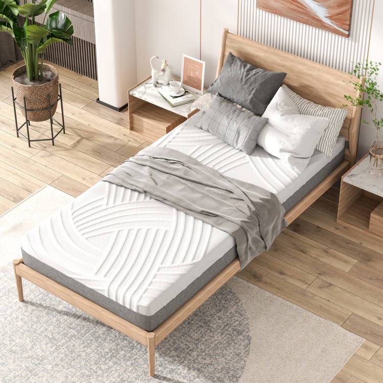 Gel memory foam mattress on an adjustable bed frame, featuring breathable design and pressure relief for enhanced.
