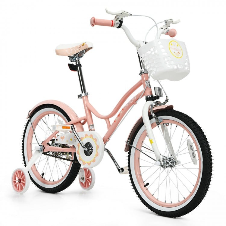 18 Inch Kids Adjustable Bike with Training Wheels for 6-9 Years Old - Gallery View 1 of 12