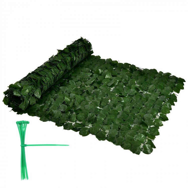 Artificial ivy privacy fence screen measuring 118" x 39.4" with 1696 realistic leaves, ideal for outdoor decor and.
