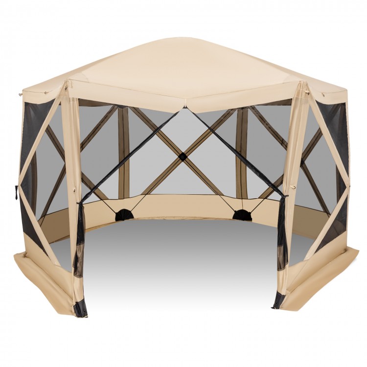Pop-up screen house tent with mesh sidewalls, 11.5 x 11.5 ft, ideal for outdoor activities and bug protection.