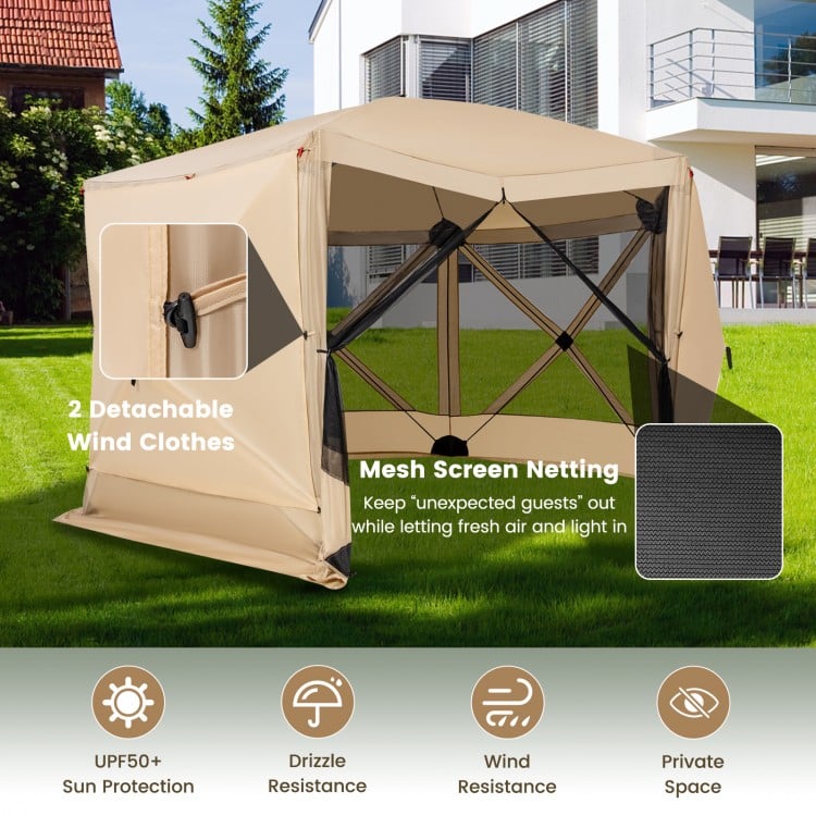 Pop-up screen house tent with mesh sidewalls, 11.5 x 11.5 ft, providing sun protection and privacy for outdoor.